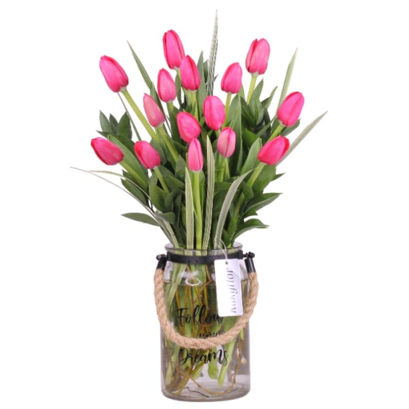 Florero de 15 Tulipanes Rojos D