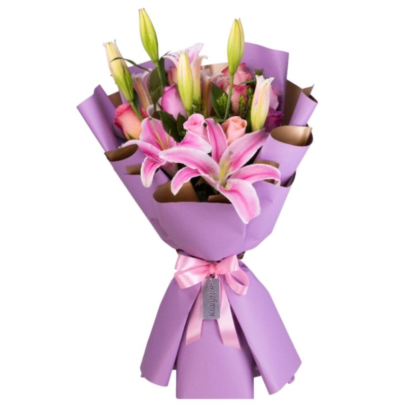 Bouquet 10 Red Roses and Scented Lilium