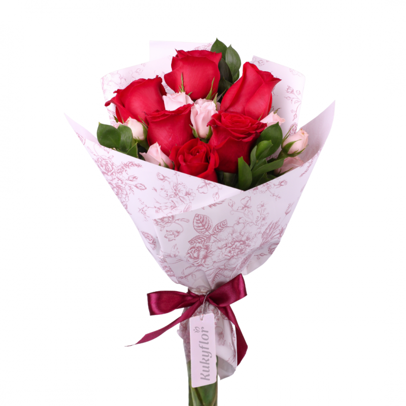 Mini Roses Boquet Bouquet of 6 Red Roses with Mini Roses – Love and Elegance | Send ...