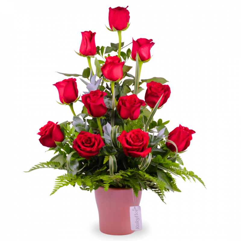 Arreglo de 12 rosas rojas