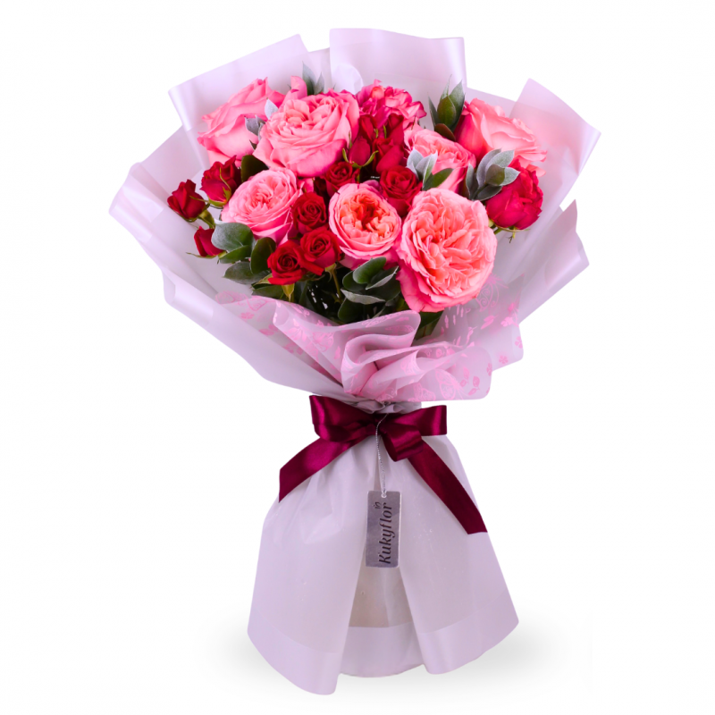 Ramo de rosas de jardín con mini rosas