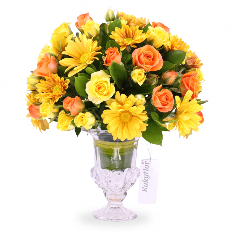 Arreglo de margaritas y mini rosas