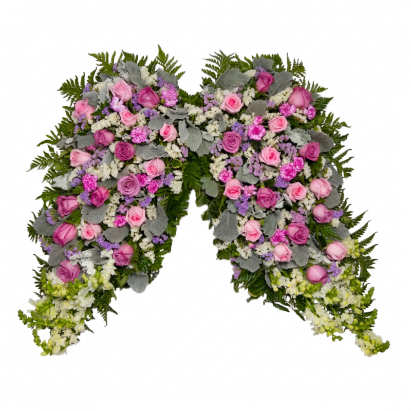 Flower arrangement in the form of wings