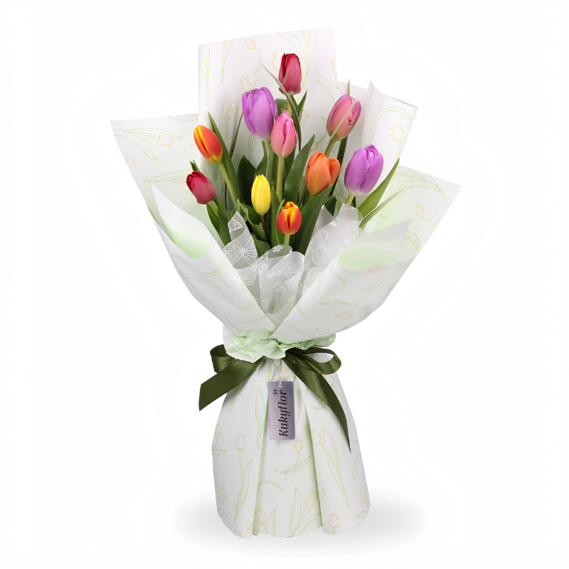 Ramo de 10 Tulipanes Multicolor