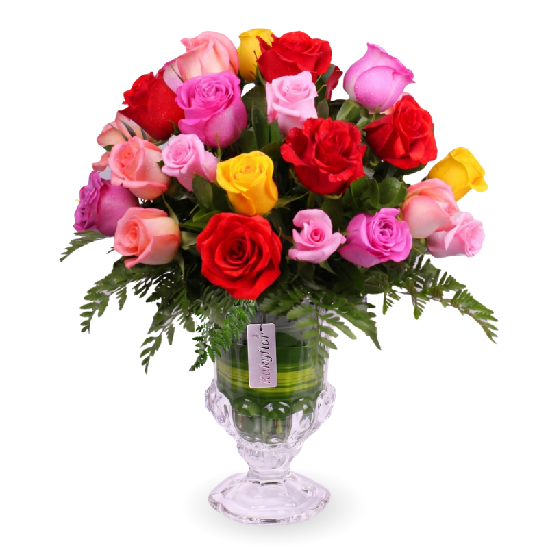 Vase with 24 premium mixed roses