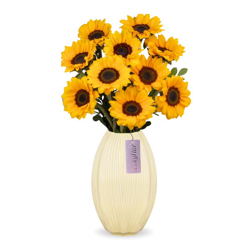 Florero con 10 girasoles
