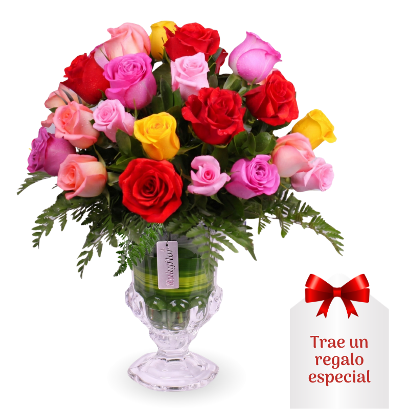 Vase with 24 premium mixed roses