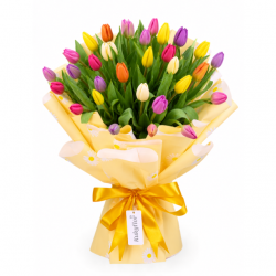 Arreglo de 30 tulipanes estilo ramo con base