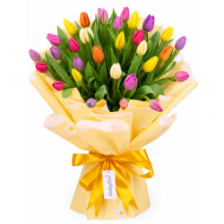 Arreglo de 30 tulipanes estilo ramo con base