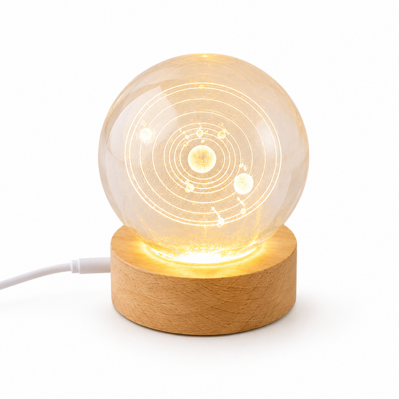 Lámpara Cristal 3D Sistema Solar LED