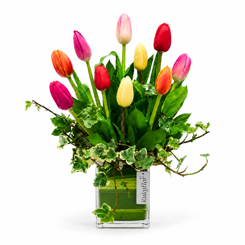Arreglo de 10 Tulipanes Multicolor