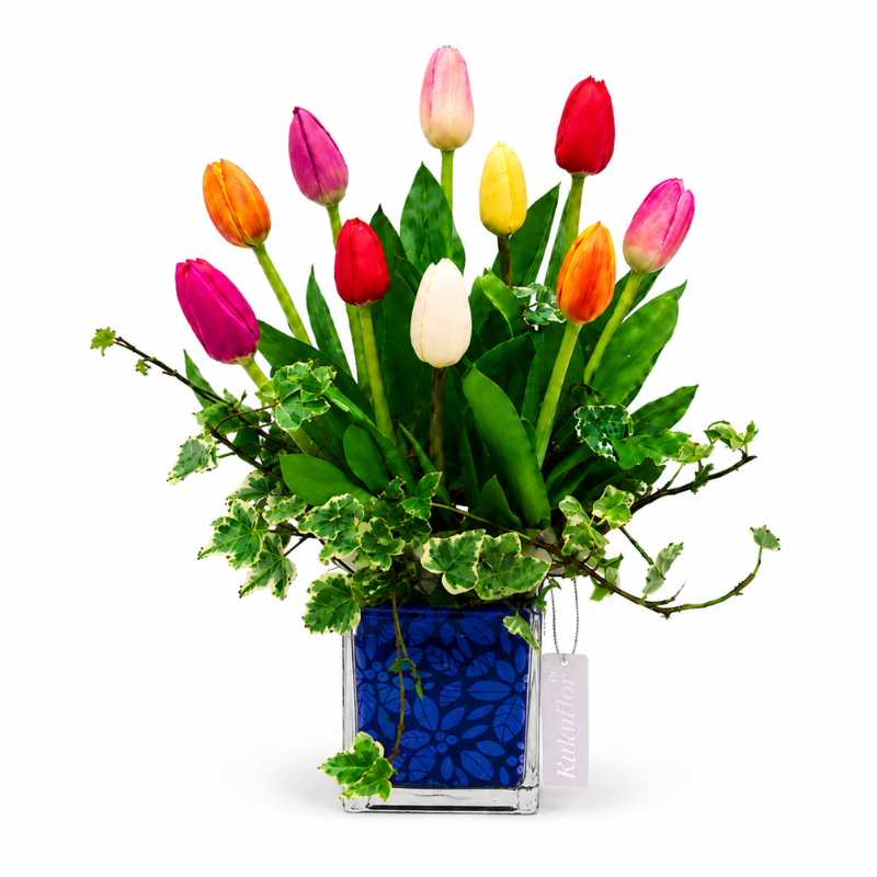 Arreglo de 10 Tulipanes Multicolor