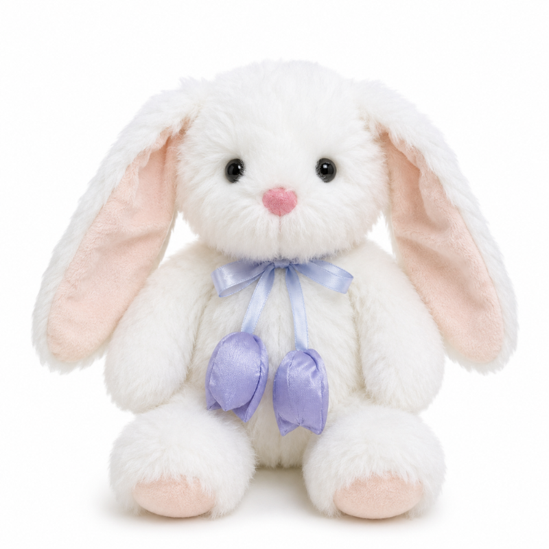 Peluche Conejo Blanco con Tulipanes