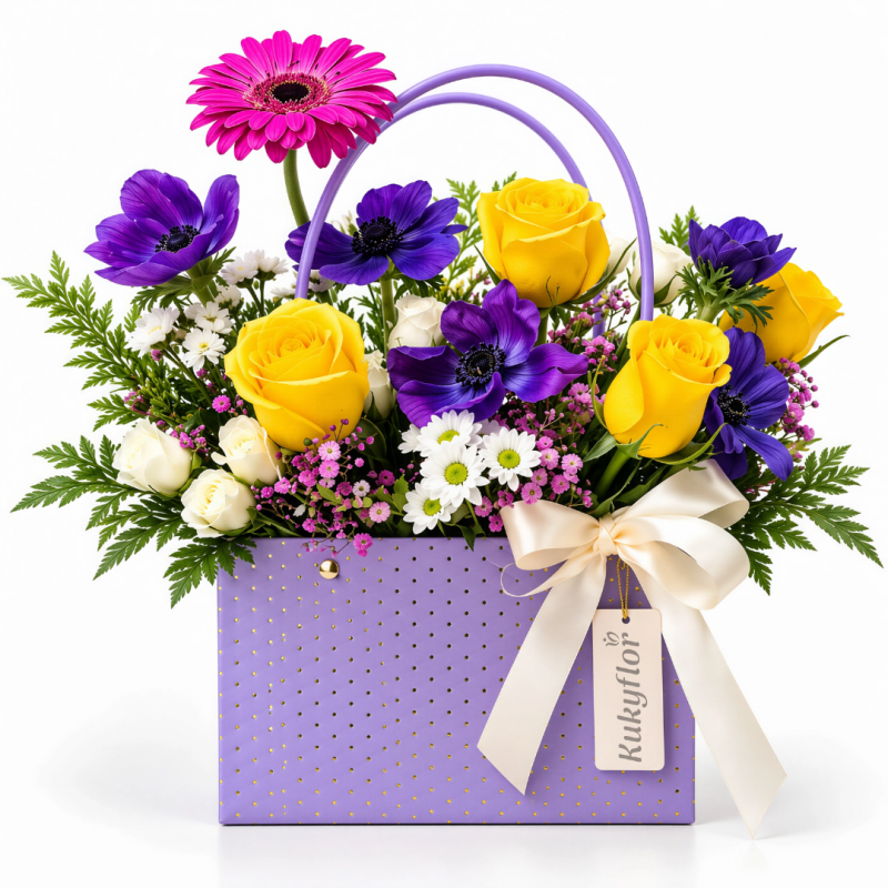 Isabella Handbag-Style Arrangement of Roses and Anemones