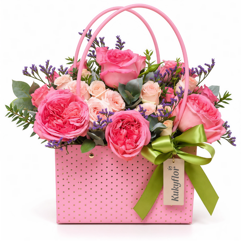 Roses and Mini Roses in a Handbag