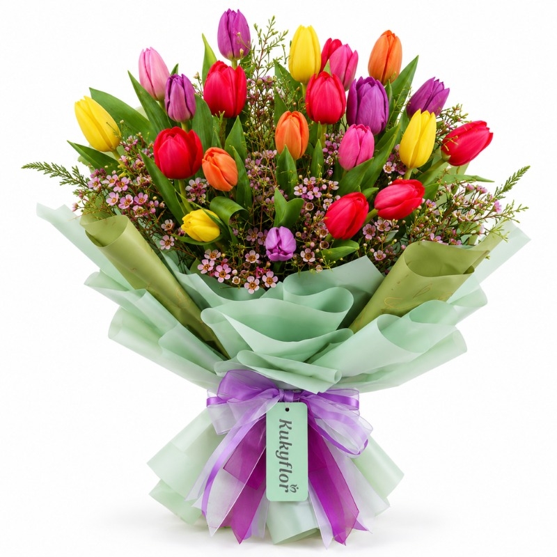 Arreglo de 20 tulipanes mixtos