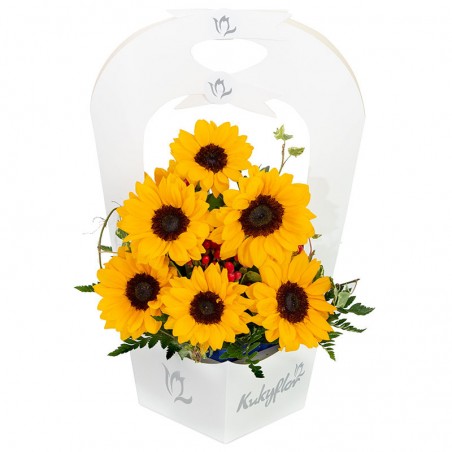Vase Holder with 10 Sunflowers