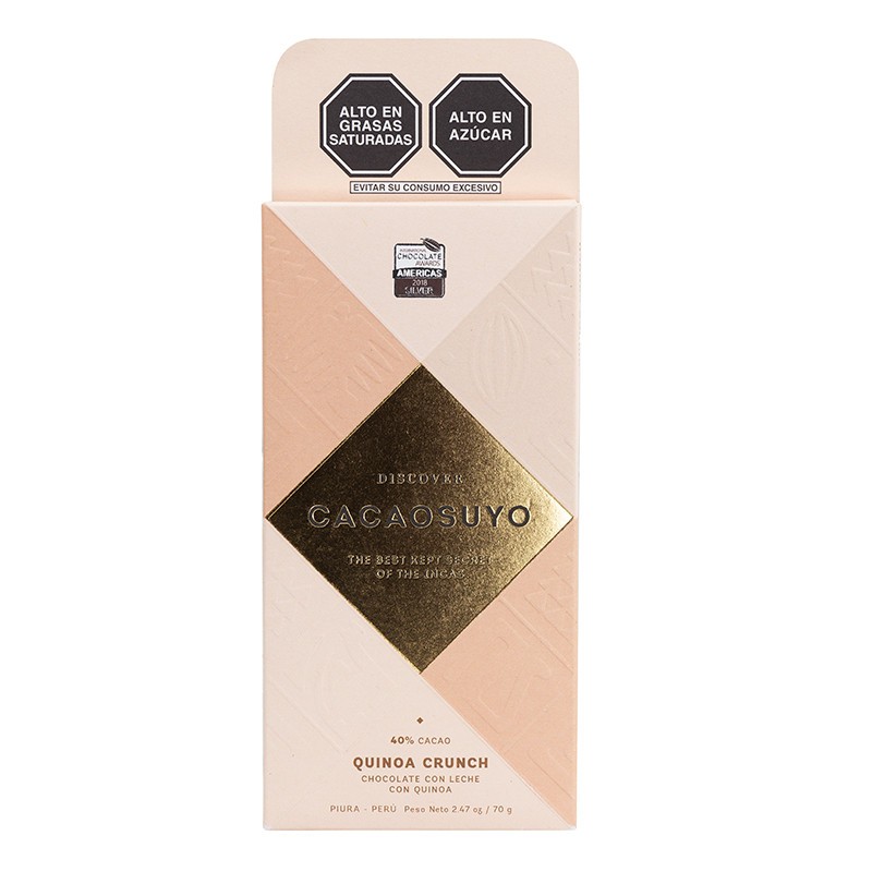 Chocolate tableta cacaosuyo quinoa crunch 40 % de cacao con leche