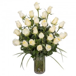 Vase of 24 white roses
