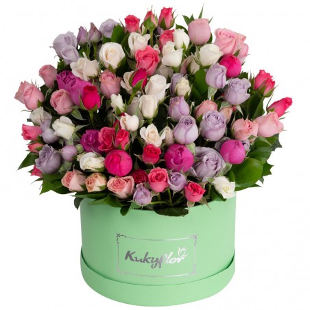 Low box with mini pastel roses