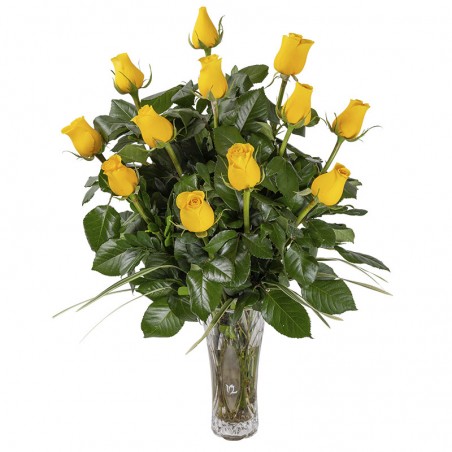 Arrangement of 12 roses in a vase