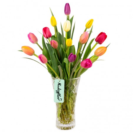 Tulipanes  Arreglo en Florero  Transparente