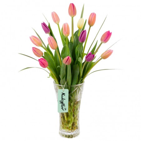 Tulips Arrangement in Transparent Vase