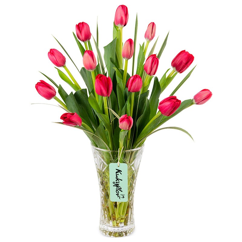 Tulips Arrangement in Transparent Vase