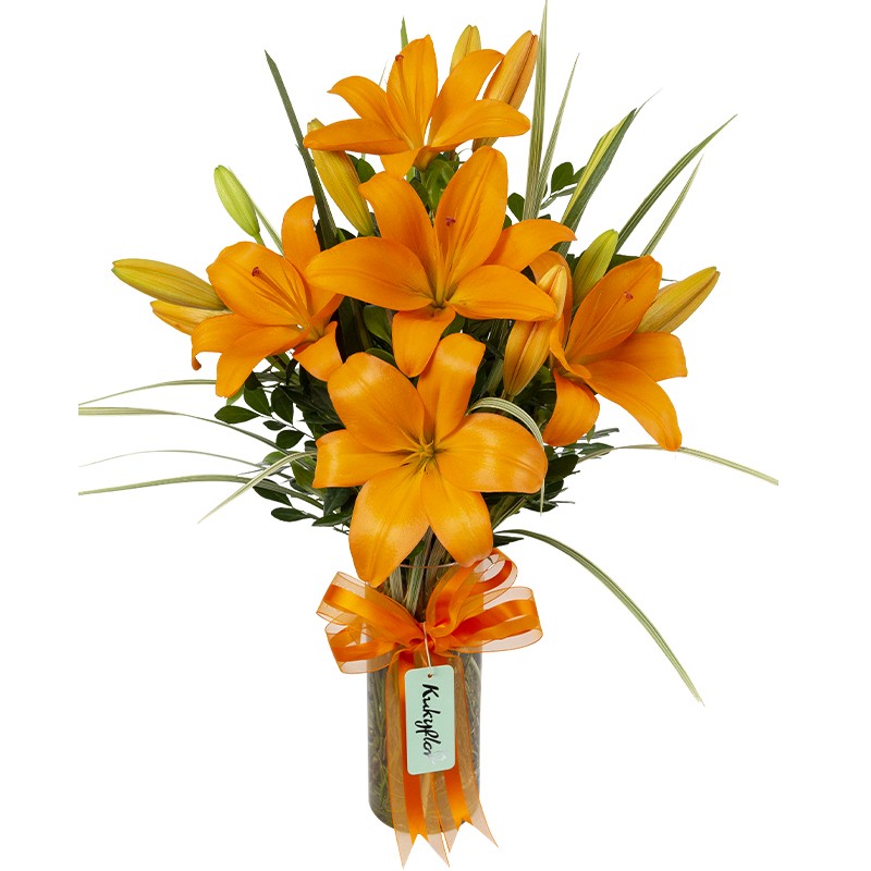 Asian Lilium Arrangement in Vase