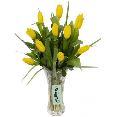 Vase of 10 tulips Yellow Fabio