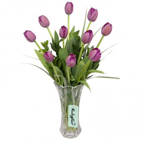 Vase of 10 Curly Sue tulips