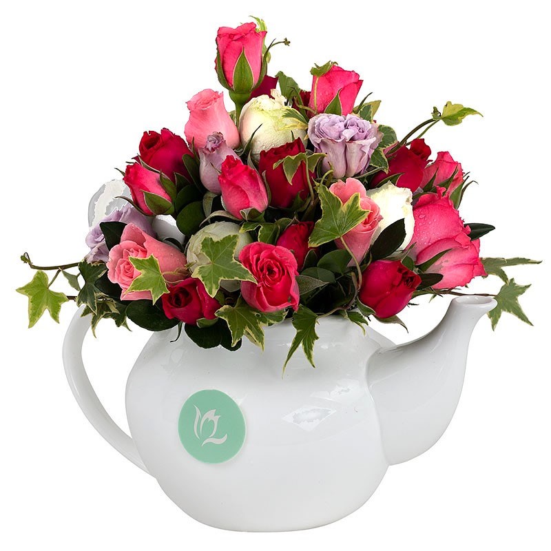 Tetera de mini rosas
