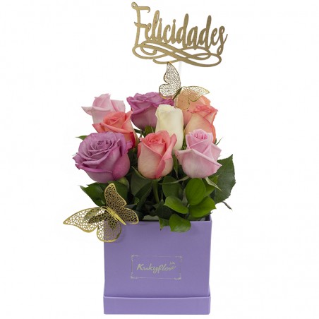 Box de 9 rosas con topper