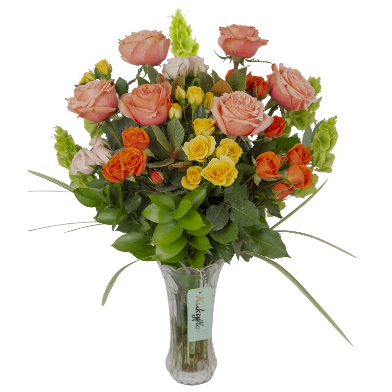 Florero de Rosas de Jardín y Minirosas