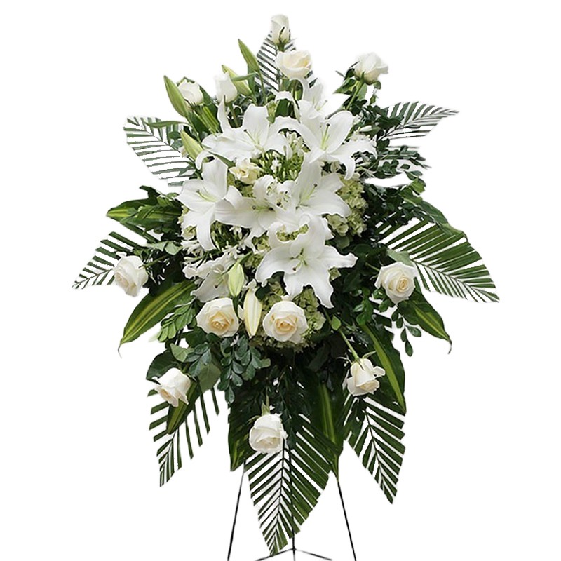 White tear of 12 white roses and white lilies D