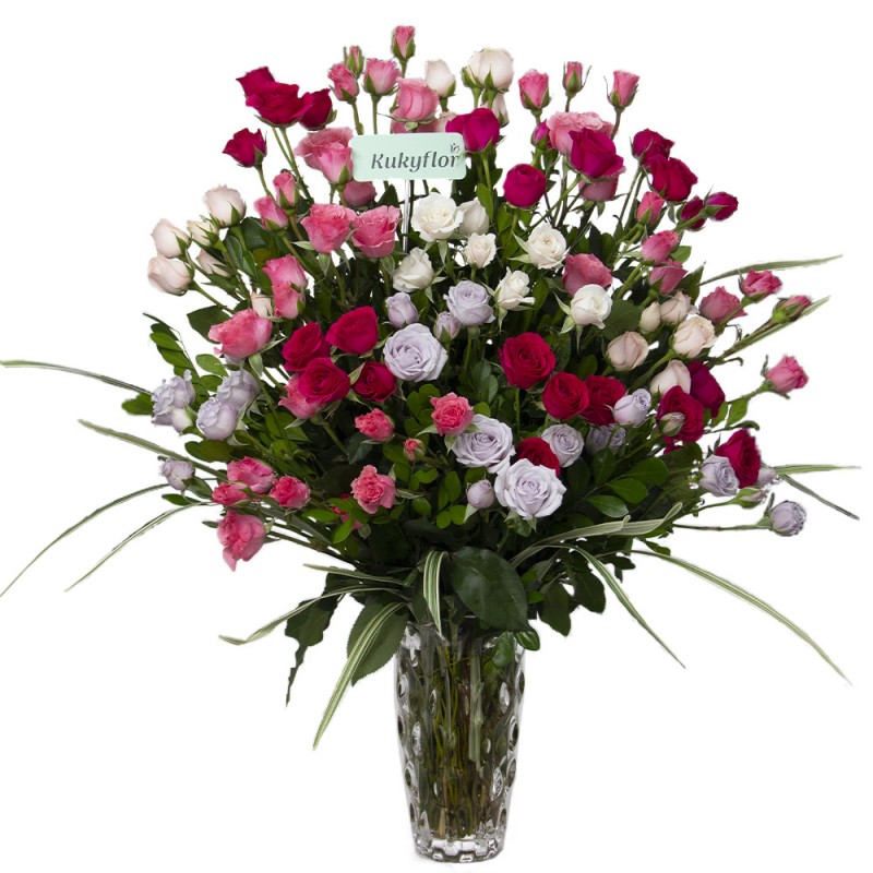 Florero de 20 Minirosas de Colores
