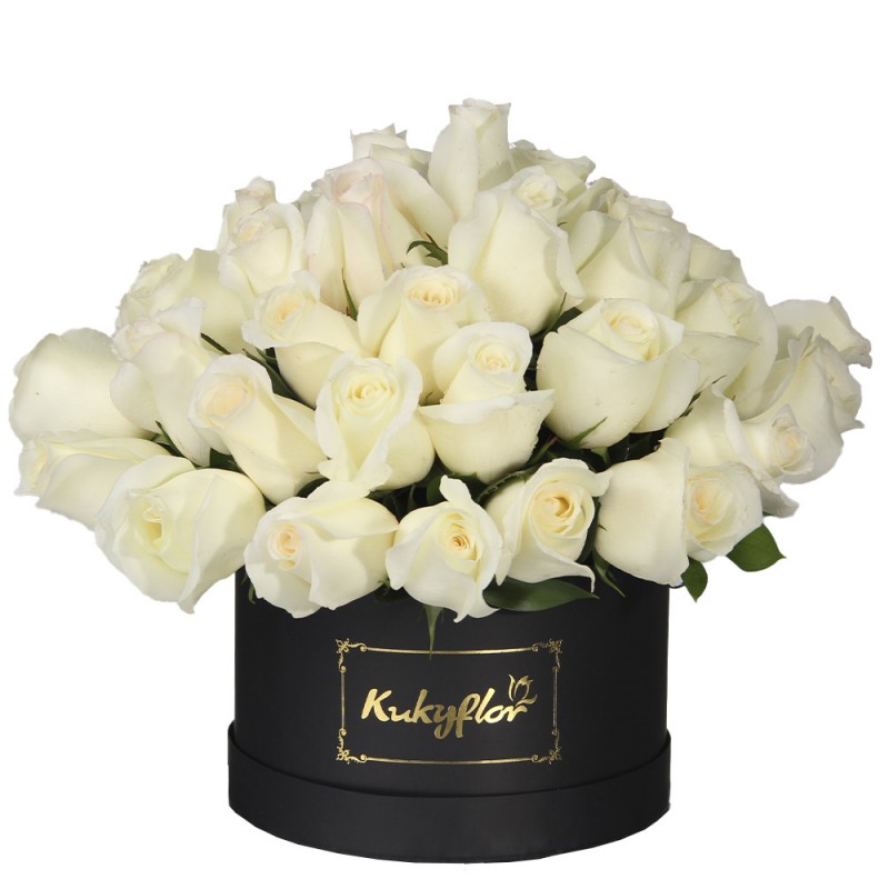 Hatbox of 36 roses
