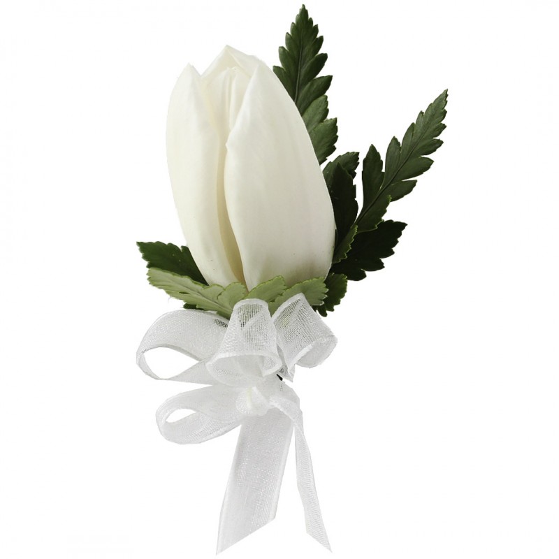 White tulip button holder