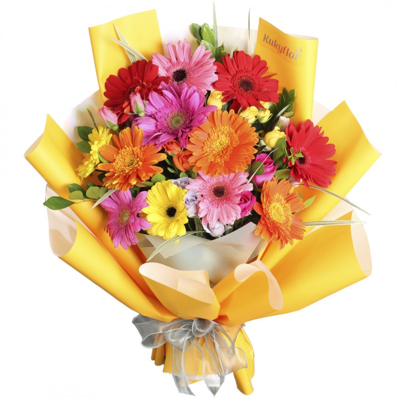 Bouquet of gerberas with mini roses Premium