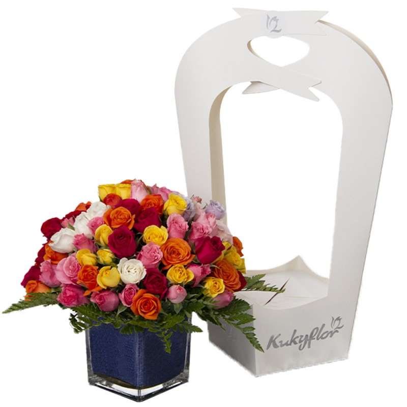 bucket of mini roses