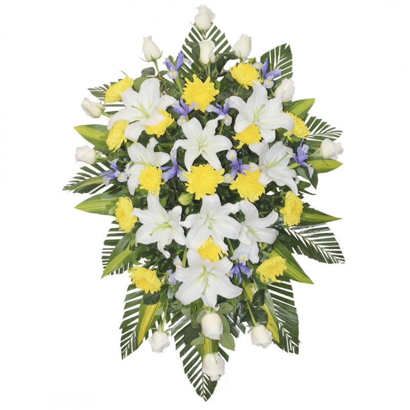 Lagrima premium con 12 rosas, iris y lilium