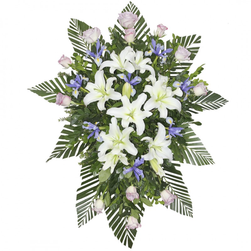Teardrop of roses, iris and lilium