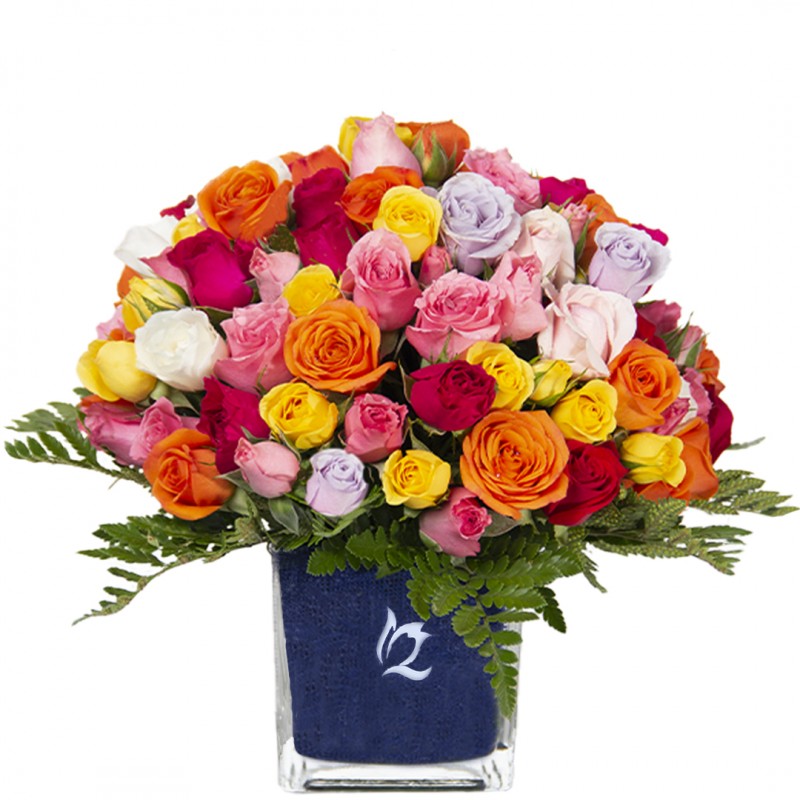 bucket of mini roses