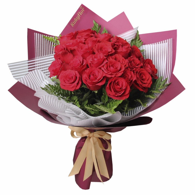 Bouquet of 30 premium red roses D