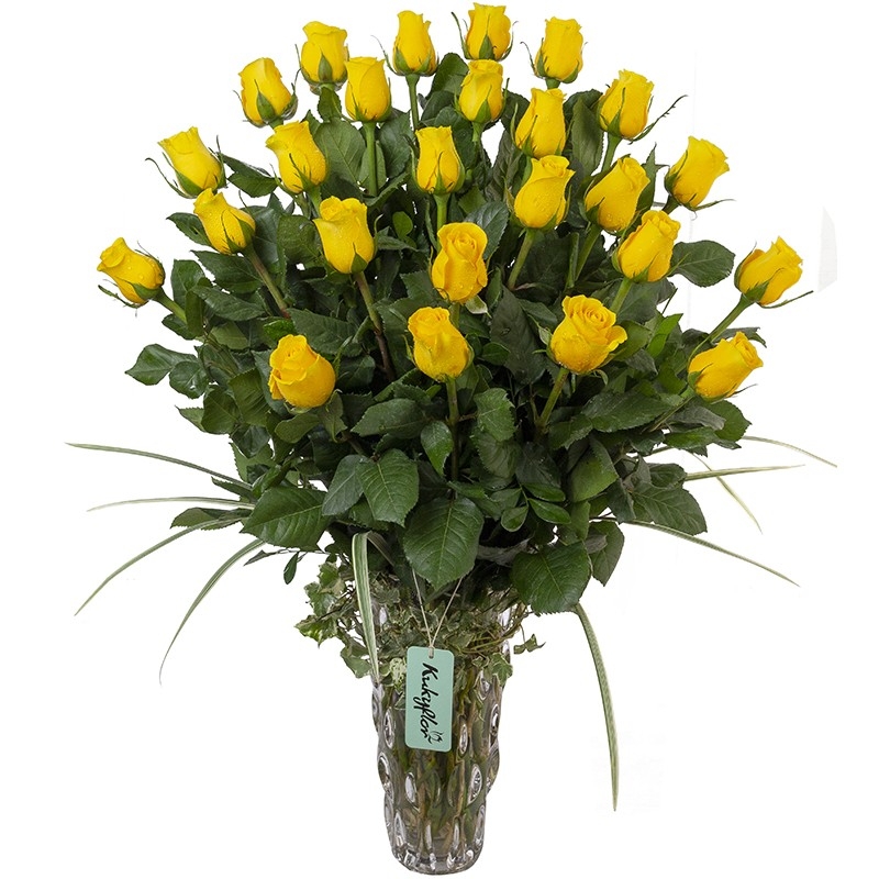 Arreglo de 24 rosas en Florero