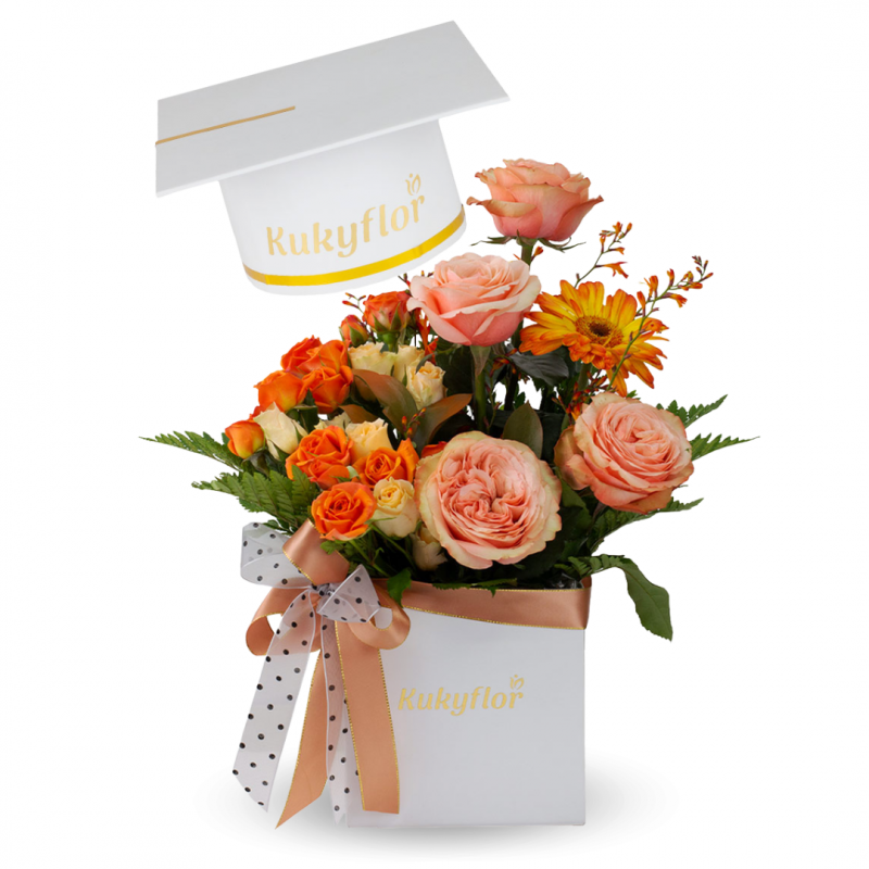 Rosas de jardín con mini rosas graduación Box Top