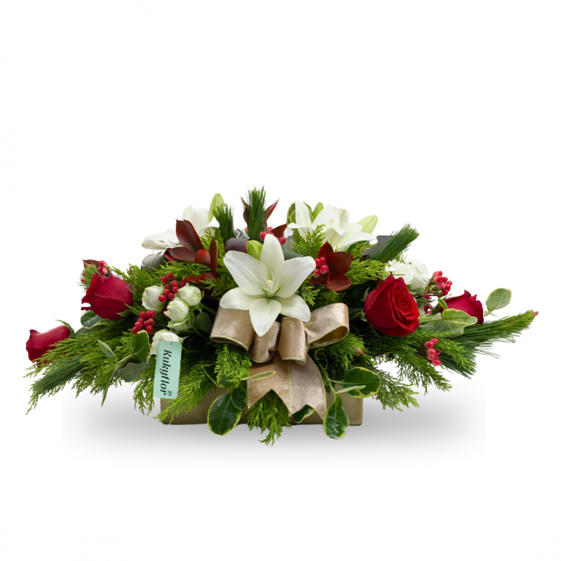 Centro de mesa navideño de rosas