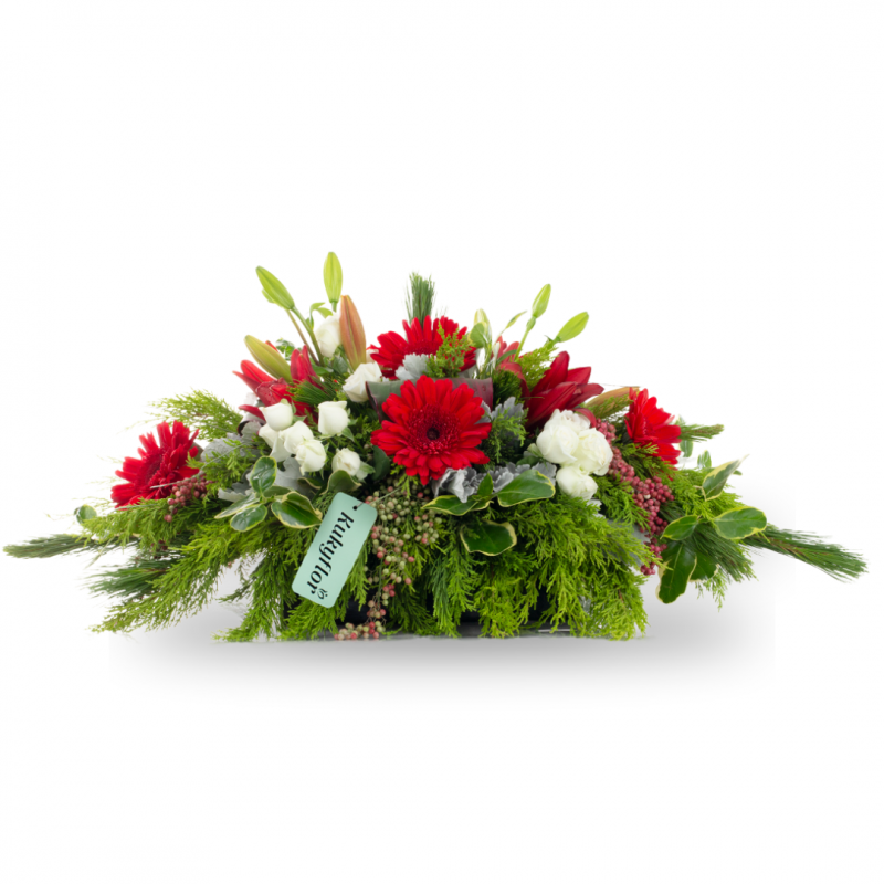 Christmas centerpiece with gerberas