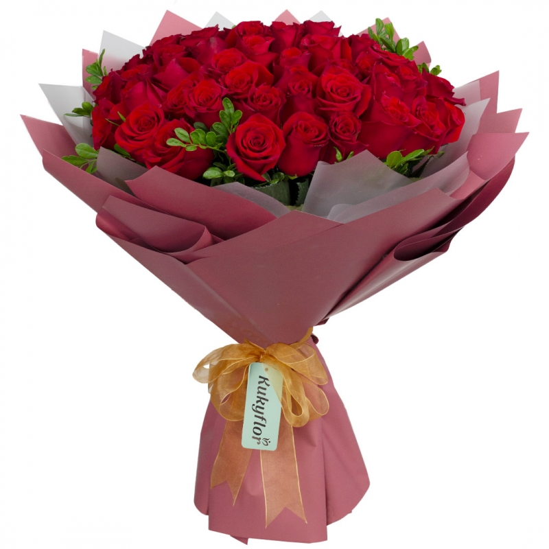 Zullye Bouquet of 50 Red Roses