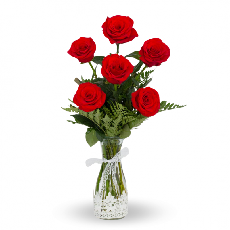 Vase of 6 red roses